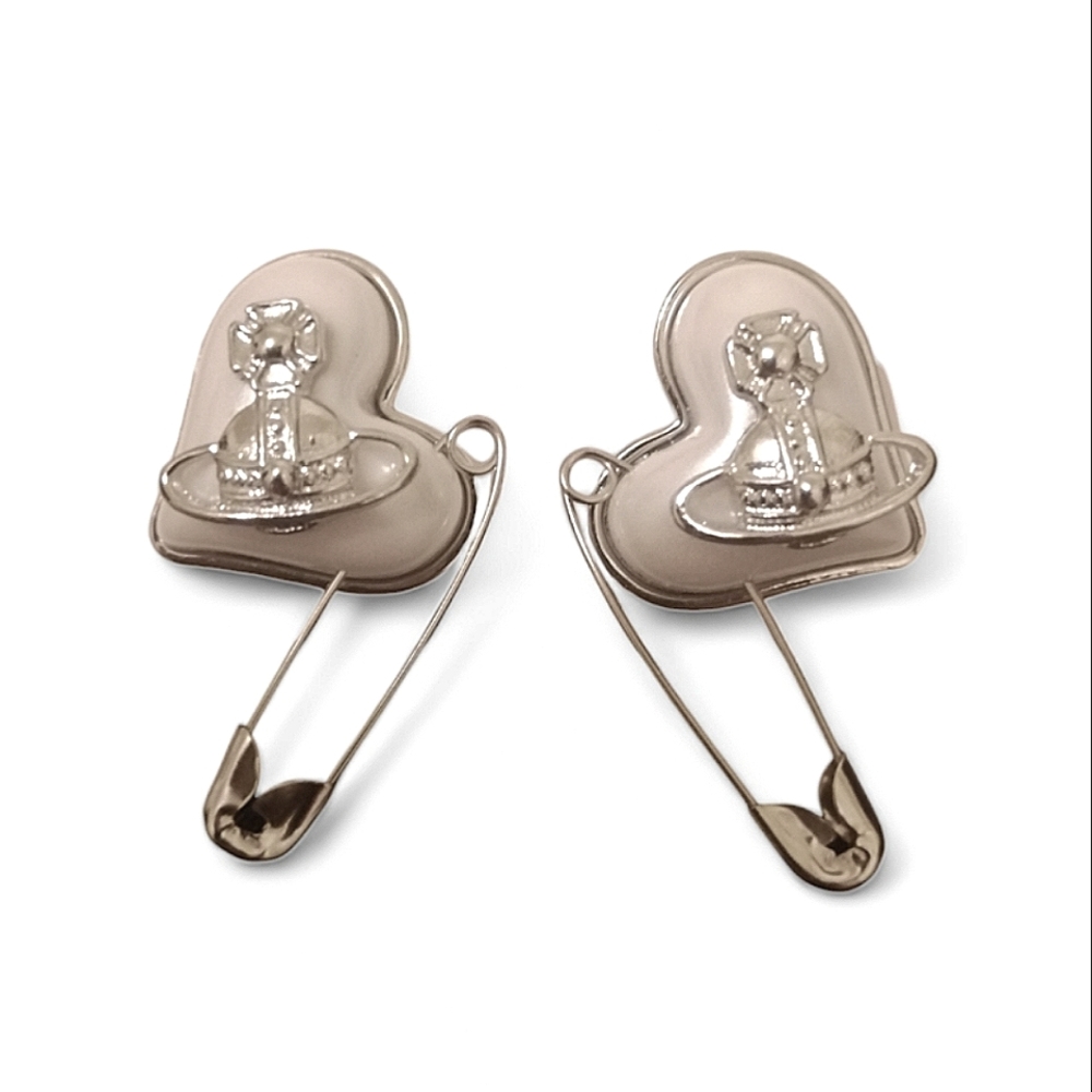 NWOT Vivienne Westwood Inspired S925 Sterling Silver Post Heart and Pin …